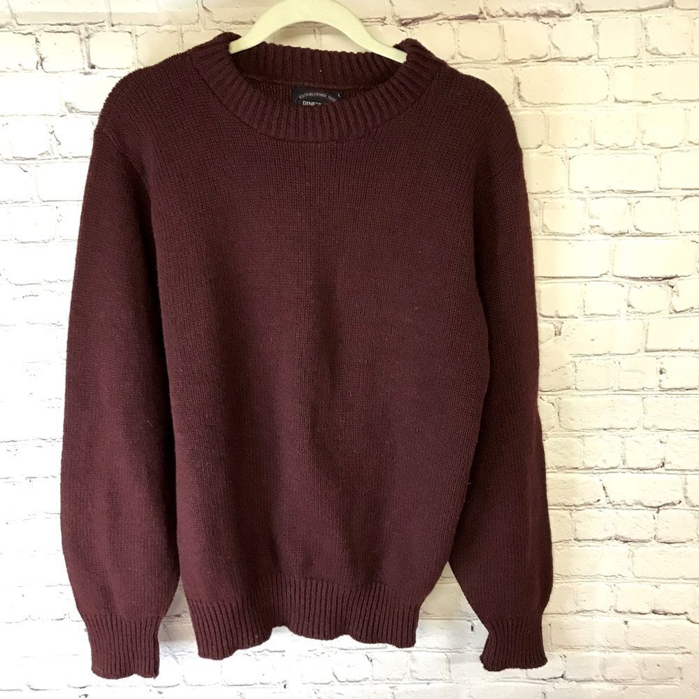 VINTAGE DIMENSION by MILFORD Burgundy Wool Blend Knit Crew Neck Sweater Size M